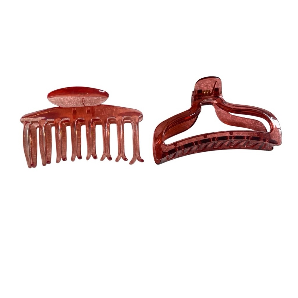 Pink Transparent Hair Claw Clips Set - Picture 1 of 4